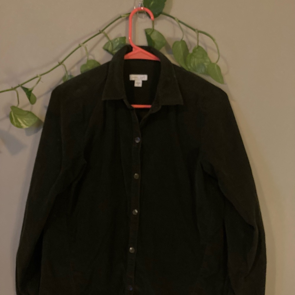 dark green J Jill corduroy button down shirt